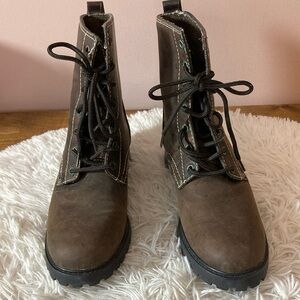 Melrose Brown Lace-Up Combat Boots